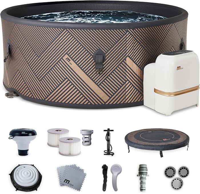 MSpa 6-Person Inflatable Hot Tub, Round Bubble Massage Spa for Outdoor Use, Champagne Gold - Port... | Amazon (CA)