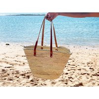 French Basket Straw Bag With Leather Handles Beach Bag, Market Basket, Shopping Wicker Basket Handle | Etsy (US)