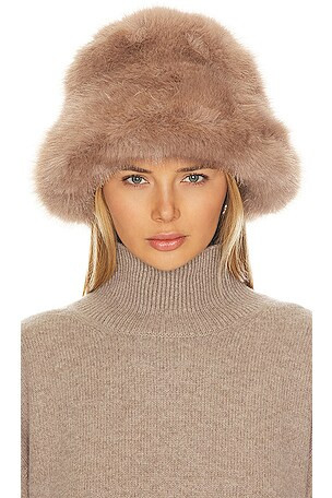 Oversized Faux Fur Bucket Hat in Black | Revolve Clothing (Global)