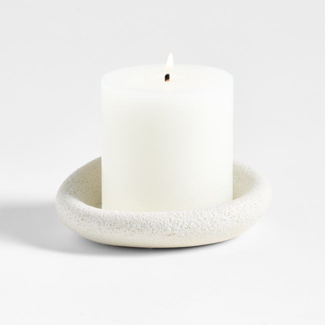 Cirro White Ceramic Pillar Candle Holder | Crate & Barrel
