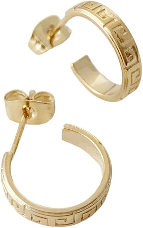 HONEYCAT Hera Greek Pattern Bold Hoops in Gold, Rose Gold, or Silver | Minimalist, Delicate Jewel... | Amazon (US)
