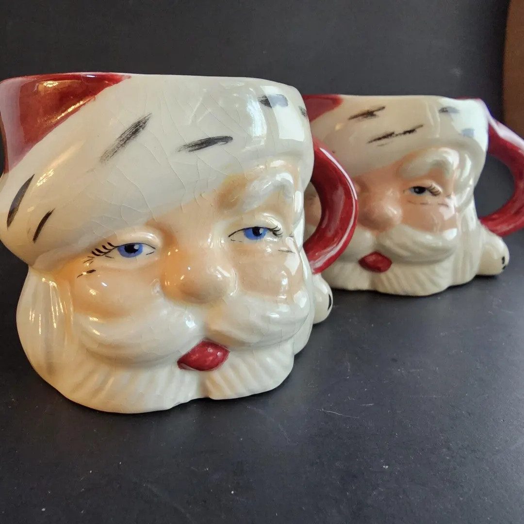 Winking Santa Claus Mugs Vintage Mid Century Lot of 2 - Etsy | Etsy (US)
