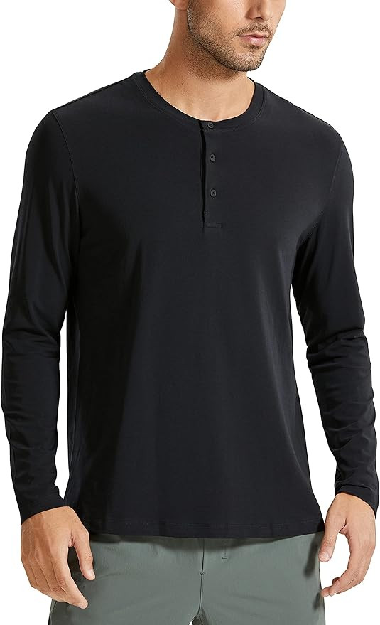 CRZ YOGA Men's Lightweight Pima Cotton Henley Shirts Slim Fit Casual Long Sleeve T-Shirts Fashion... | Amazon (US)