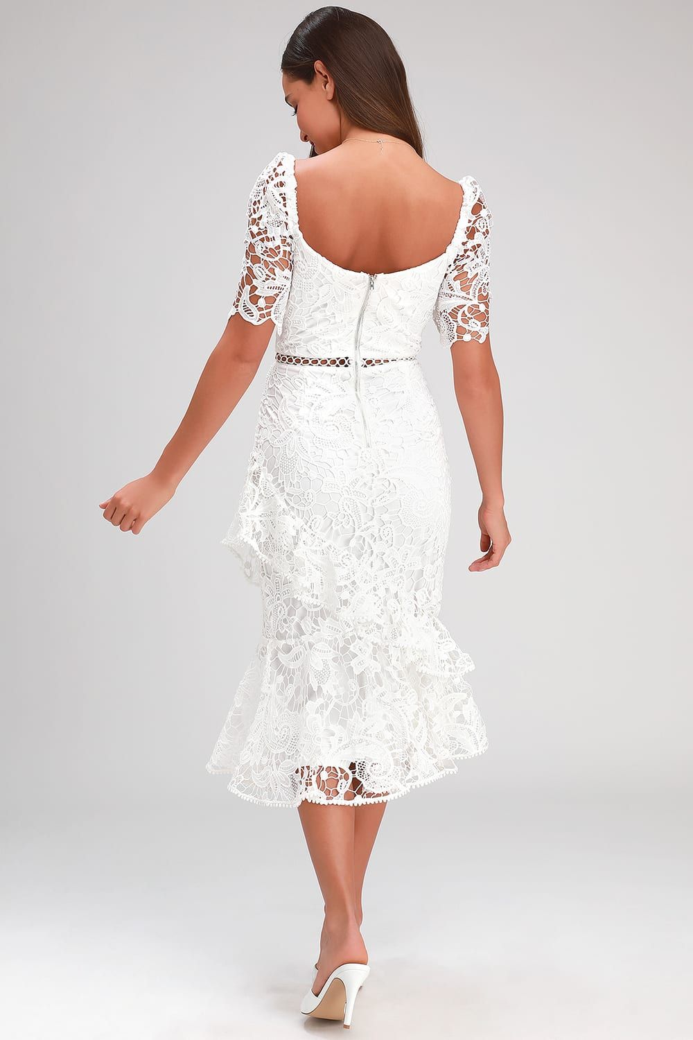 Briarwood White Lace Ruffled Midi Dress | Lulus (US)