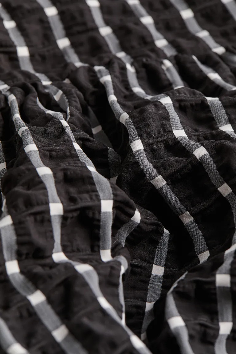 Puff-sleeved Dress - Black/checked - Kids | H&M US | H&M (US + CA)