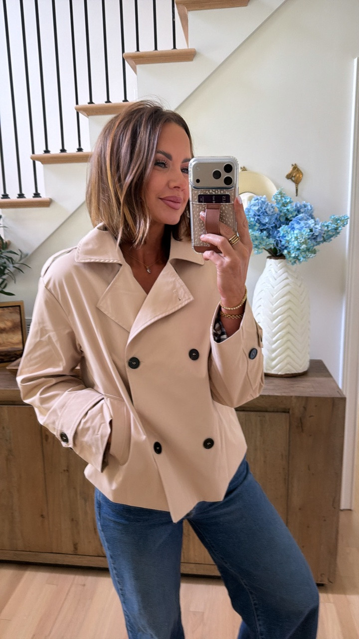 amazon cropped trench coat ♥️ code betsy works for electric picks!

#LTKSeasonal #LTKSaleAlert #LTKootd