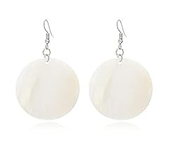 Trendy Light Weight Round White Shell Dangle Earrings for Women Girls Gifts Metal Charming Bohemi... | Amazon (US)