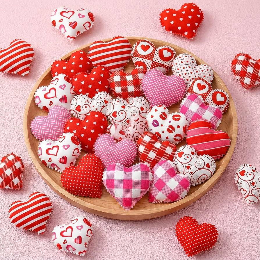 Patelai 12 Pcs Valentine's Day Decorations Heart Vase Filler Felt Ornaments Conversation Stuffed ... | Amazon (US)