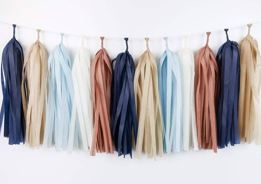 25PCS Teddy Bear Adventure Baby Shower Blue Brown Tan DIY Tassel Garland Banner Woodland Party St... | Amazon (US)