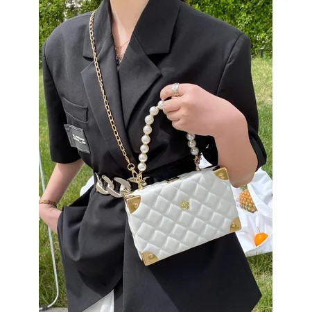 Women s Bags Mini Faux Pearl Beaded Quilted Chain Bag WM2320220807 | Walmart (US)