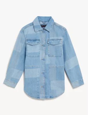 Pure Cotton Denim Patchwork Utility Shacket | M&S Collection | M&S | Marks & Spencer IE