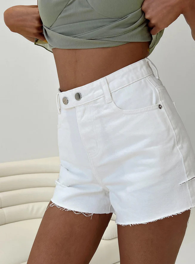 Estrella Denim Shorts White | Princess Polly US