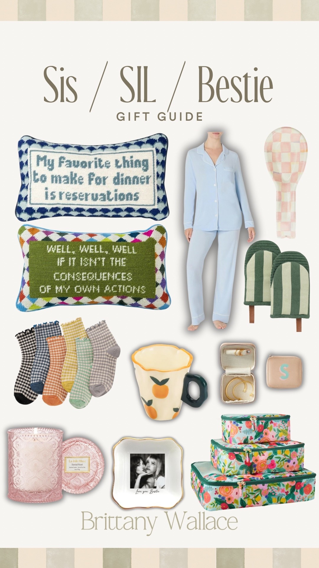 Gift ideas for a sister, sister-in-law, or bestie — this one’s for the girls! 
gift guide for the girls, needlepoint pillows, pajamas, girly gifts, mug, candle

#LTKFindsUnder100 #LTKHoliday #LTKGiftGuide