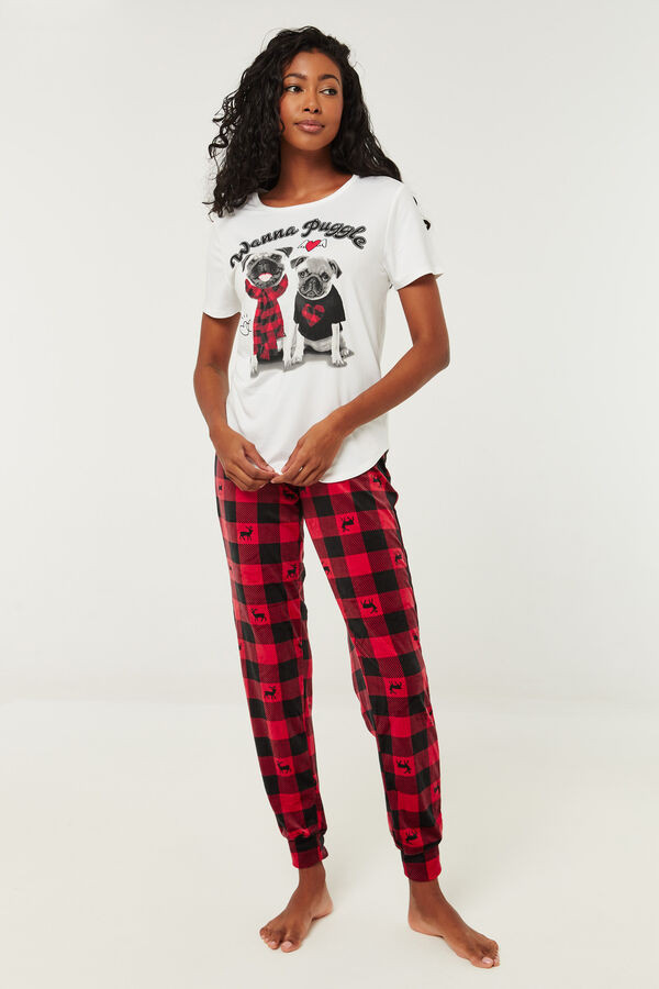 Plaid Reindeer Velour PJ Joggers | Ardene