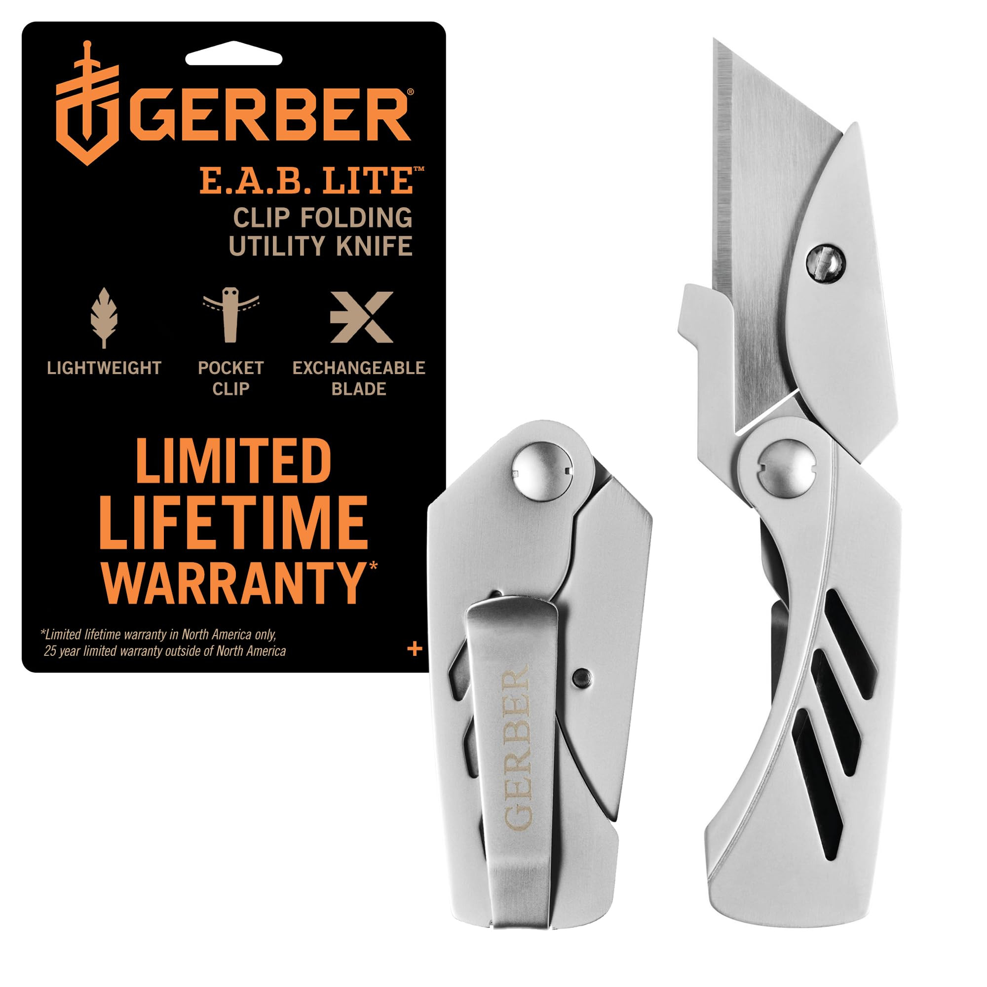 Gerber Gear EAB Lite Pocket Razor Knife with Money Clip - EDC Gear Folding Stainless Steel Utility Knife with Box Cutter Blade for Everyday Carry | Amazon (US)