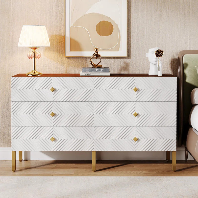 Chic Wood Grain Dresser With 6 Drawers | Wayfair North America