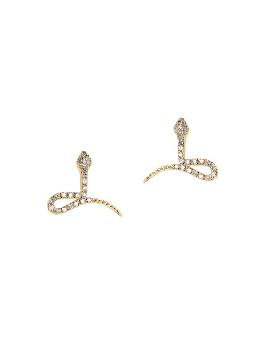 Magic Touch 18K Yellow Gold & Diamond Snake Earrings | Saks Fifth Avenue