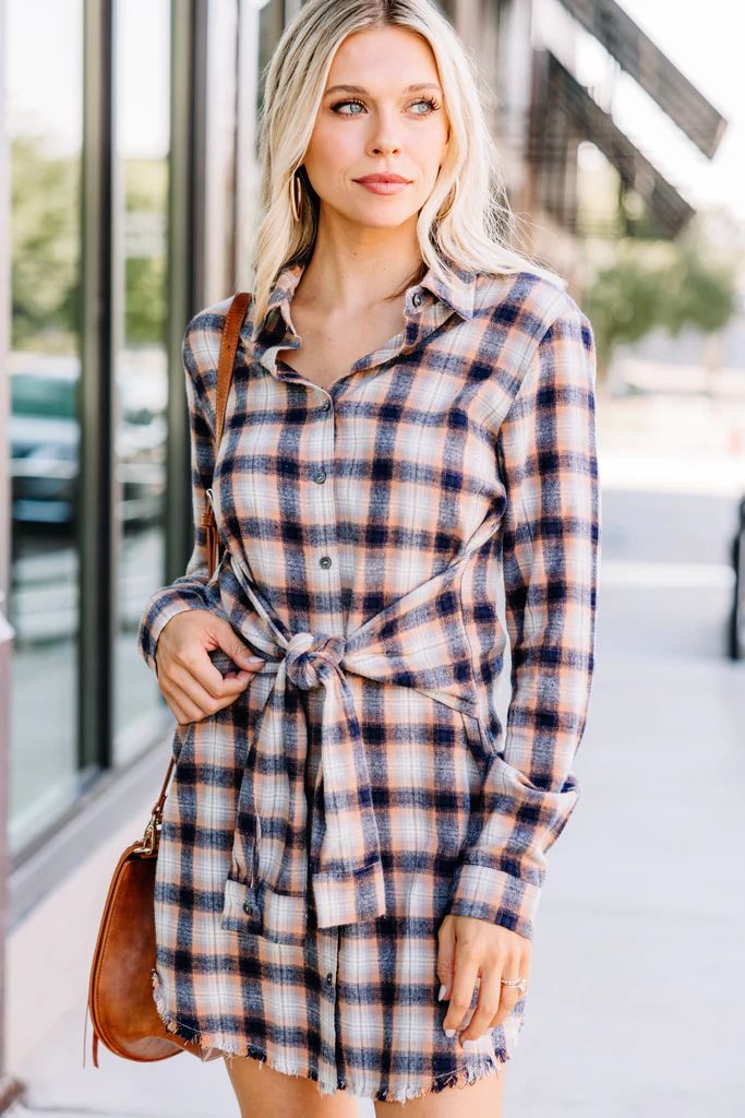 Dream Easy Camel Brown Plaid Dress | The Mint Julep Boutique