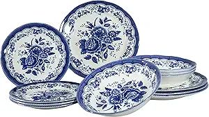 Tudor Royal Collection 12-Piece Premium Quality Porcelain Dinnerware Set, Service for 4 - Victori... | Amazon (US)