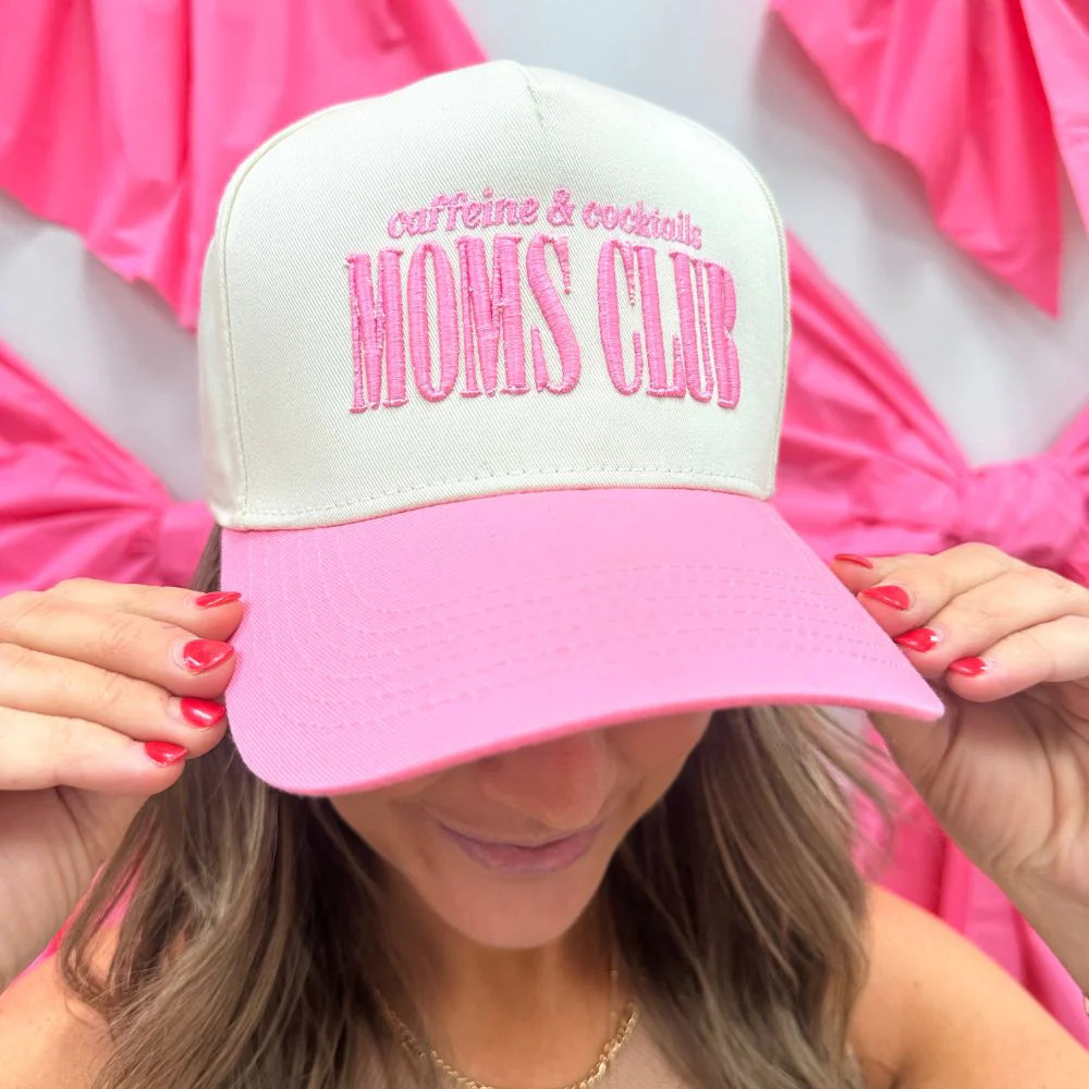 'Caffeine & Cocktails Moms Club' 3D Embroidered Snapback Trucker Hat | United Monograms