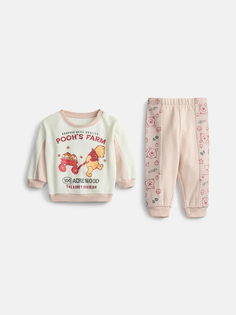 Winnie the Pooh Baby Boys Waffle Knit Top and Pants Set, 2-Piece, Sizes 0M-24M | Walmart (US)