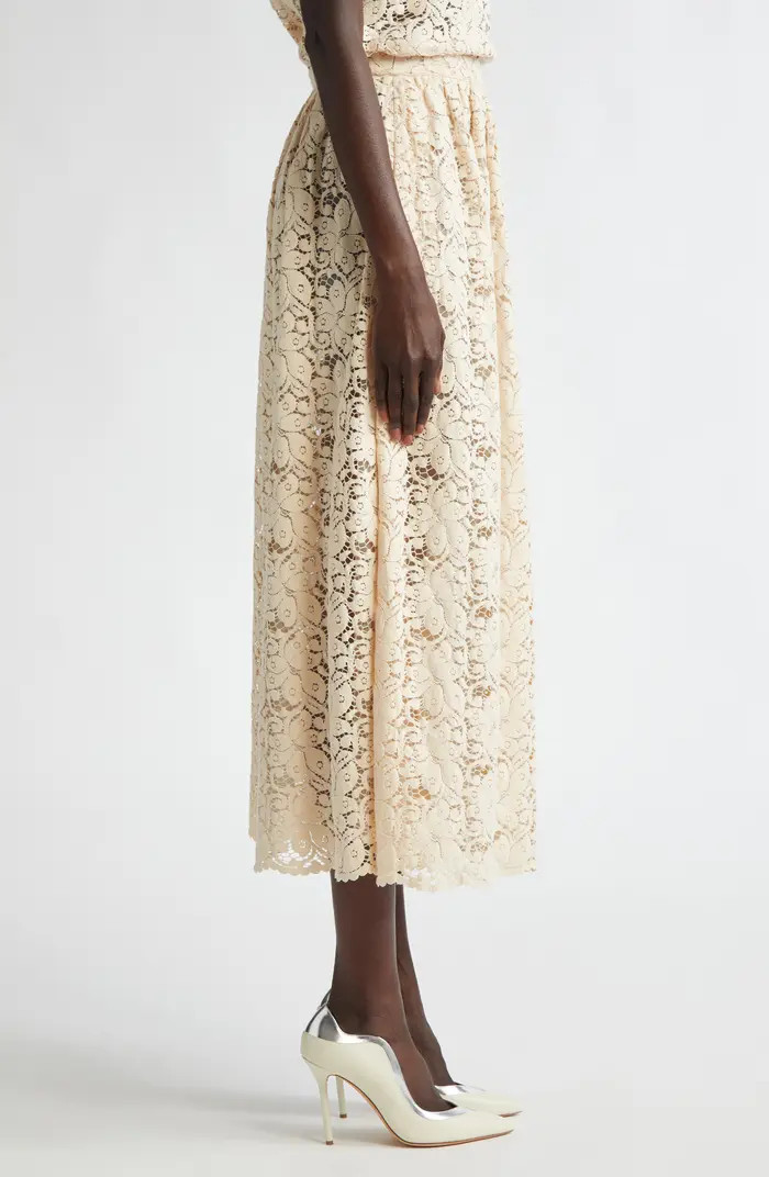 Floral Guipure Lace Midi Skirt | Nordstrom