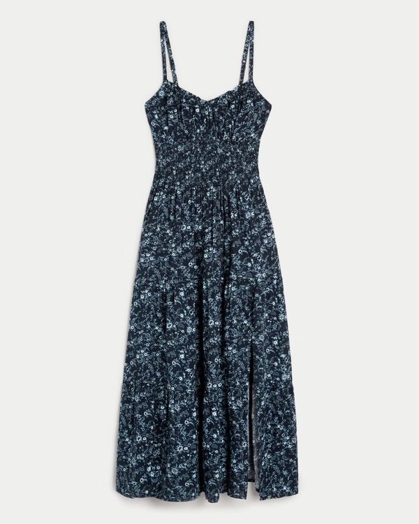 Smocked Waist Crisscross Back Midi Dress | Hollister (US)