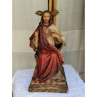 Jesus Christ Statue, Sacred Heart Of Chalkware Sculpture, Catholic Sculpture For Home Altar, Christian Gift | Etsy (US)