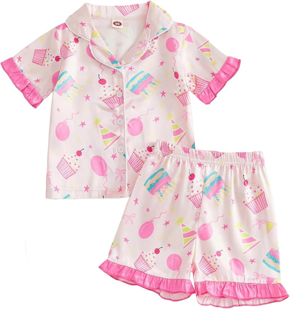 Kuriozud Birthday Girl Pajamas Silk Stain Pjs Shirt Tops+Shorts 2Piece Set Birthday Toddler Kids ... | Amazon (US)