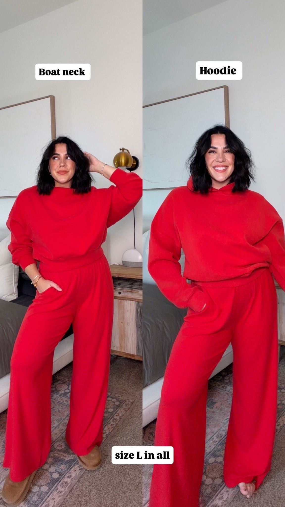 The perfect color red! Size L (could have done M in the pants tho. Holiday cozy lounge. 

#LTKSeasonal #LTKMidsize #LTKHoliday