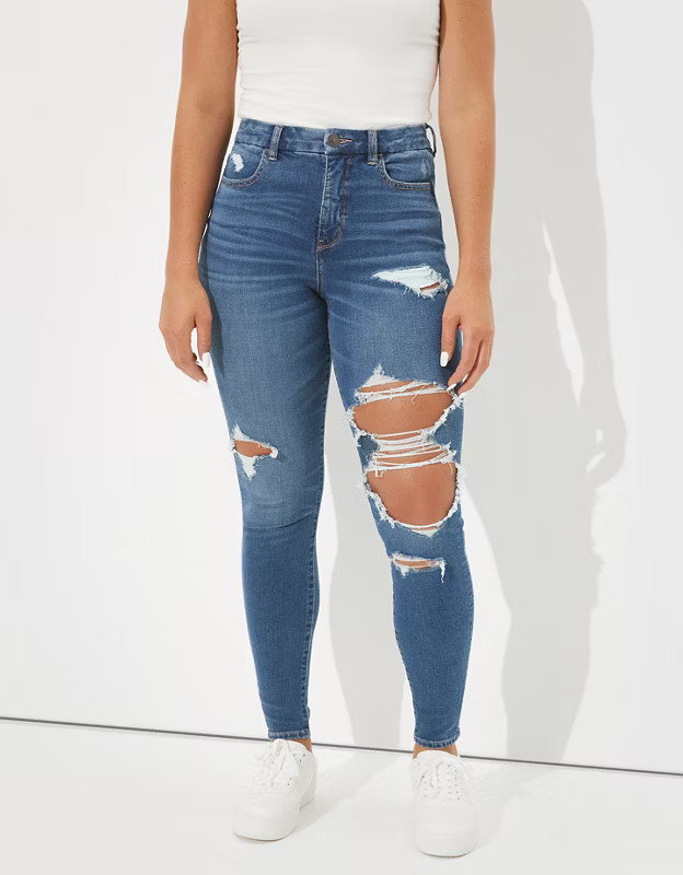 AE Dream Ripped Curvy High-Waisted Jegging | American Eagle Outfitters (US & CA)