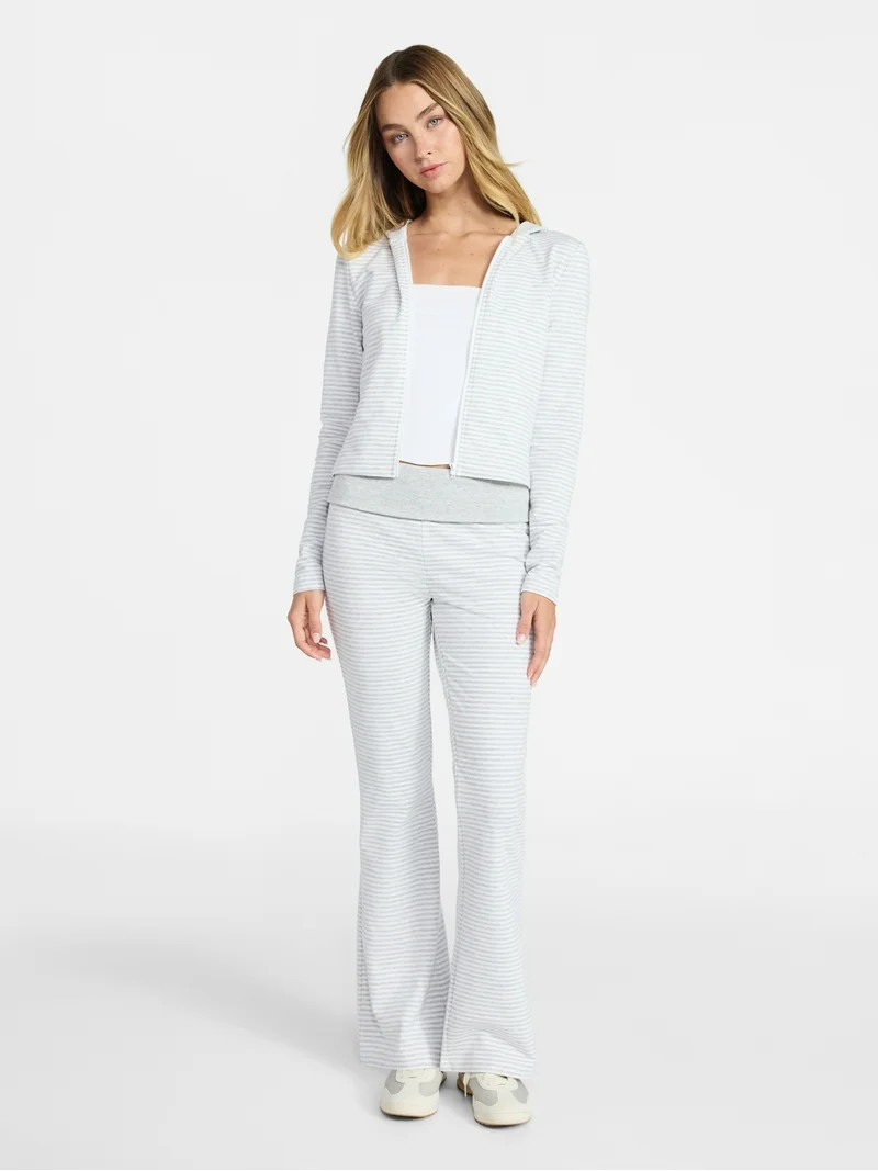 No Boundaries Zip-Up Hoodie and Foldover Pants Set, 2-Piece, Women’s XXS-XXL | Walmart (US)