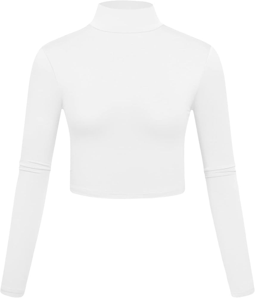 Kindcall Lightweight Mock Turtleneck Crop Tops Long Sleeve Casual Base Layer for Women | Amazon (US)