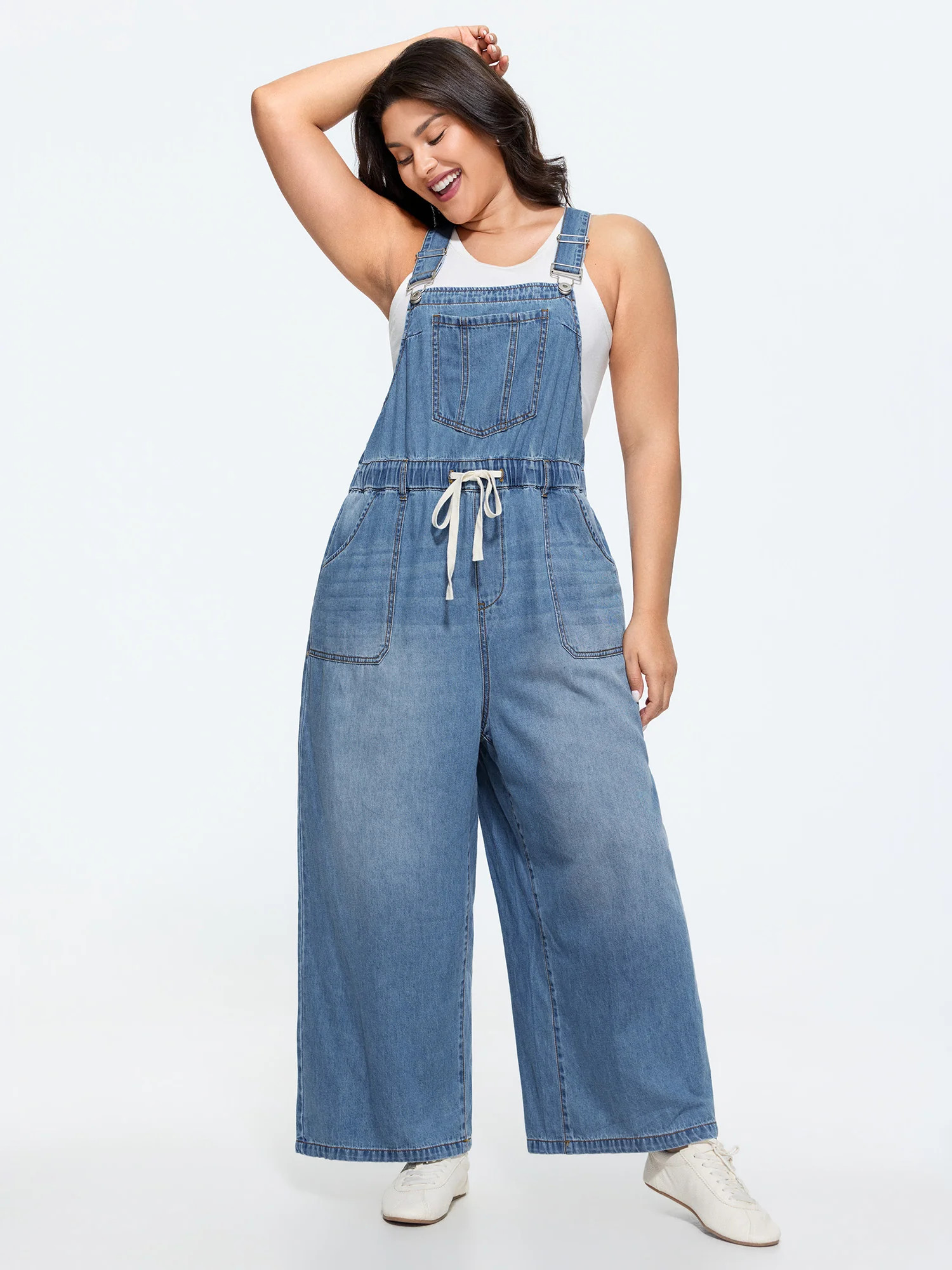 Supersoft Drawstring Waist Wide Leg Jumpsuit | Bloomchic