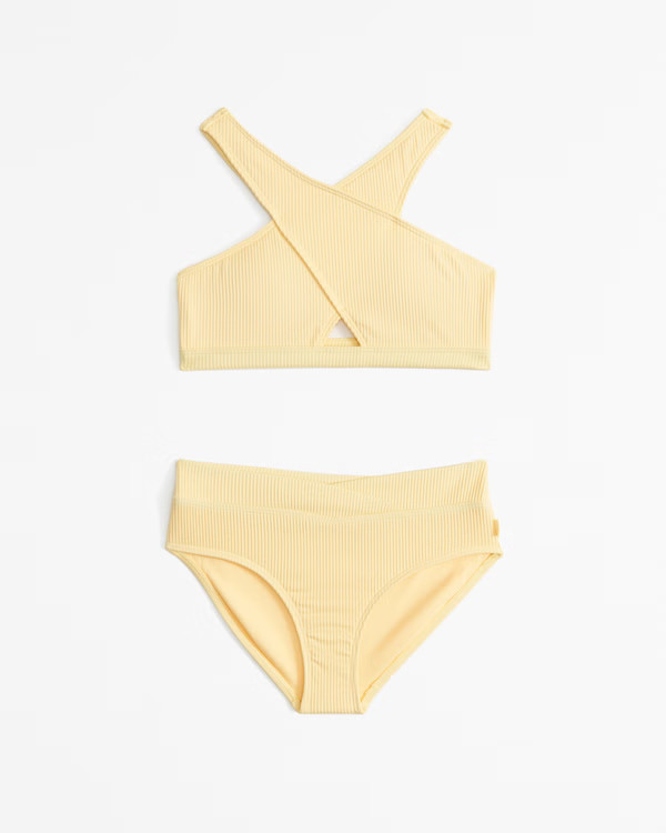 high-neck wrap-front two-piece swimsuit | Abercrombie & Fitch (US)
