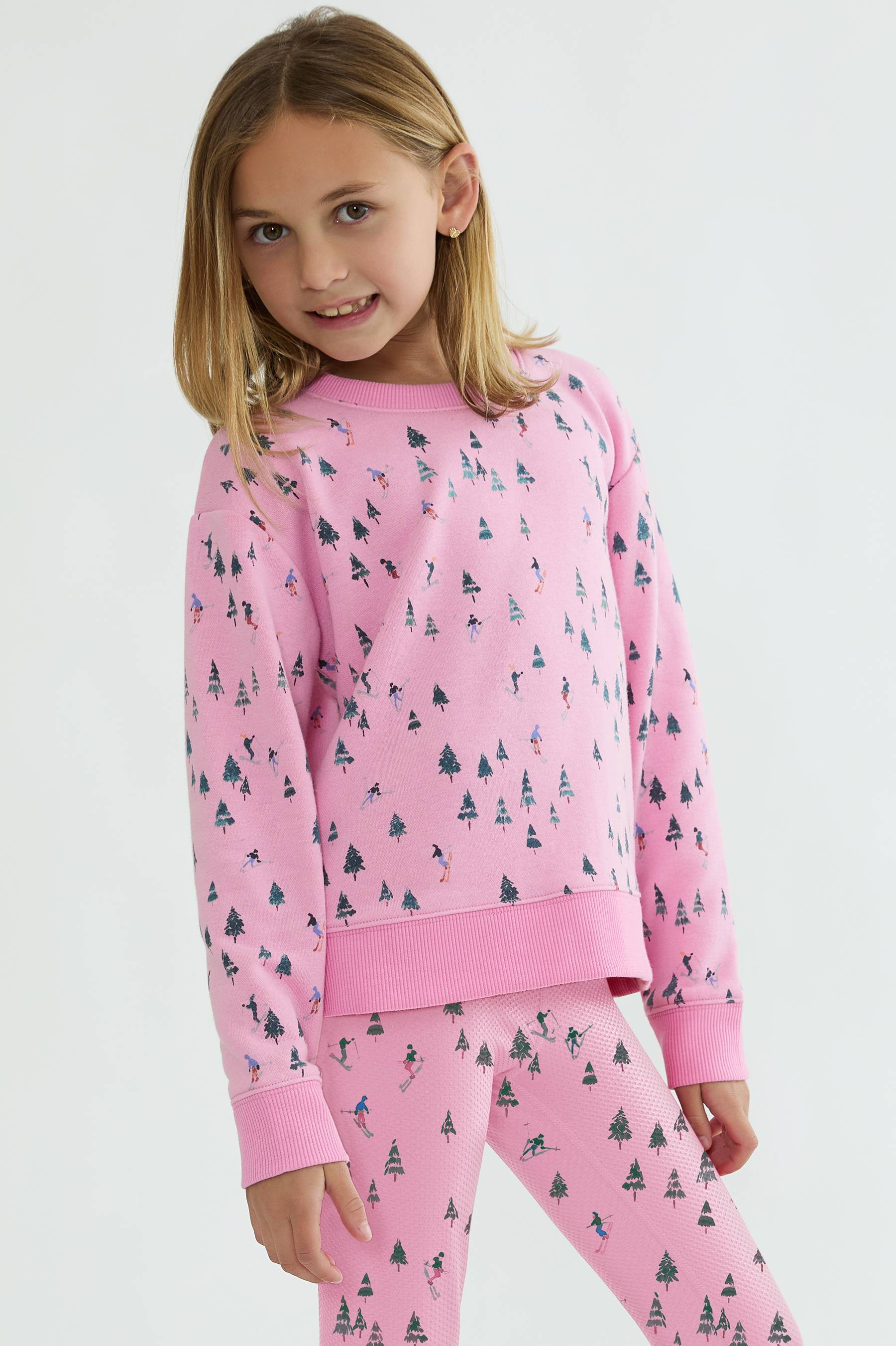 Little Cassia Top Ski Patrol | Girl's Pink Ski Sweatshirt | Beach Riot | Beach Riot
