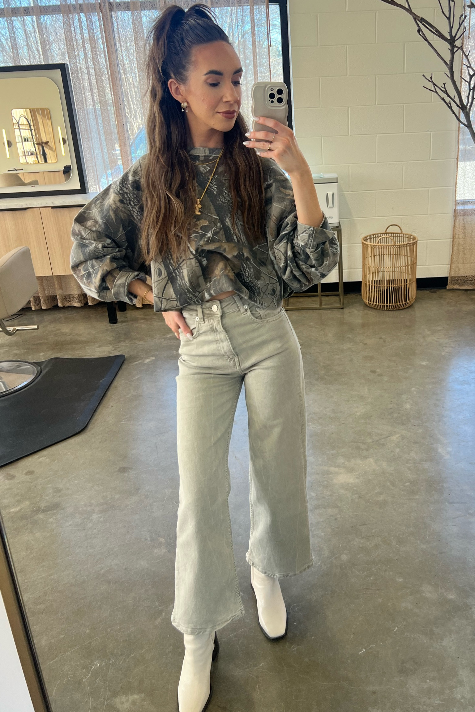 Sweatshirt is vintage but linked a cute Abercrombie one! Jeans are Zara. Boots are on major sale right now! 