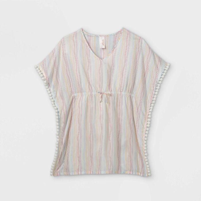 Girls' Woven Caften Striped Cover Up - Cat & Jack™ White | Target