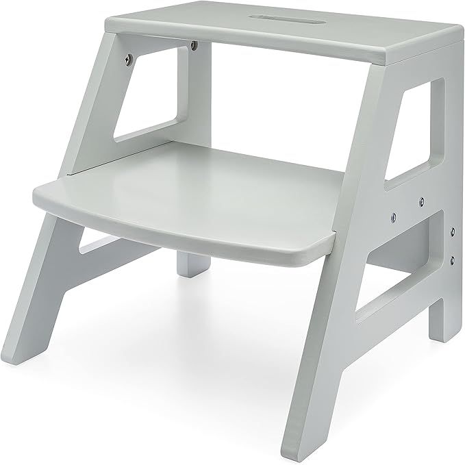 KidzWerks Wooden Toddler Step Stool (Grey) - Kids Step Stool, Grey Two Step Child Step Stool with... | Amazon (US)