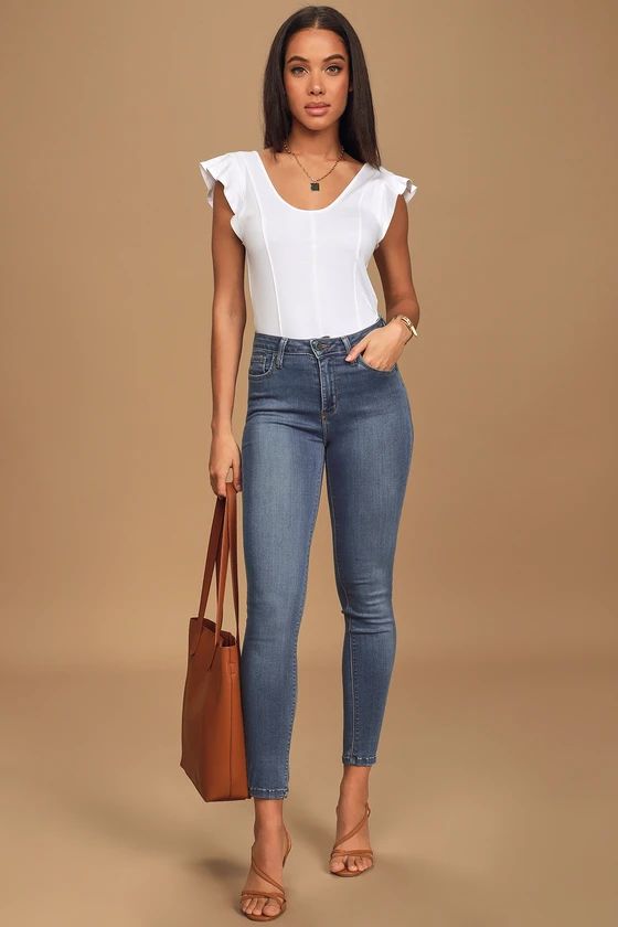 Aralia Medium Wash High Rise Skinny Jeans | Lulus (US)