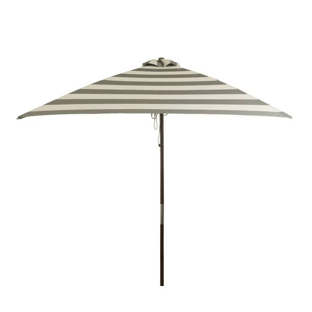Classic Wood 6.5 ft Square Market Umbrella in Soft Black and Ivory Stripe - Walmart.com | Walmart (US)