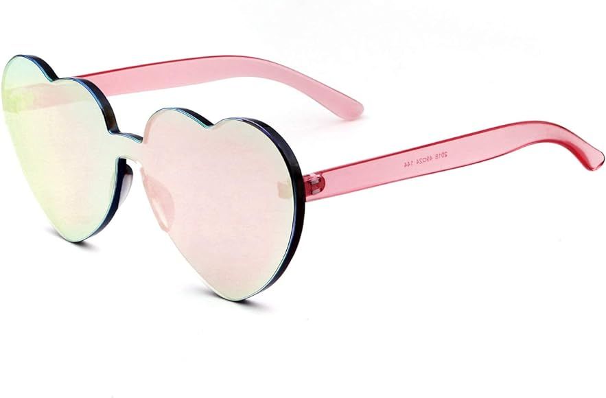 GIFIORE Rimless Sunglasses Heart Transparent One Piece Colorful Glasses | Amazon (US)