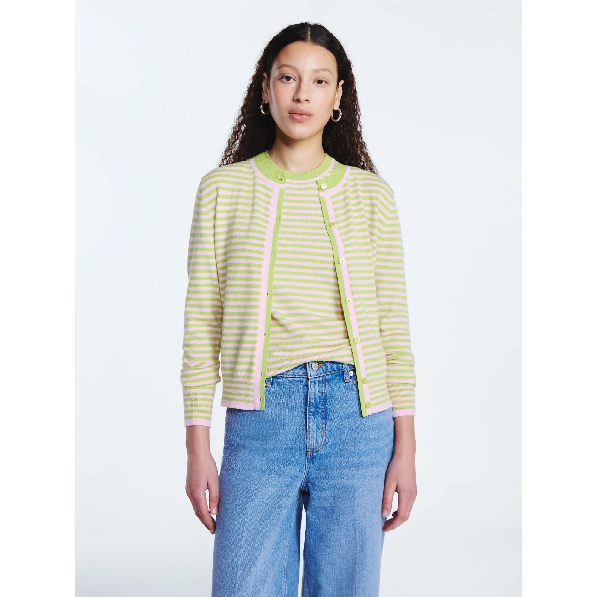 Free Assembly Women's and Women's Plus Solid, Stripe, & Print Classic Cozy Yarn Cardigan Sweater,... | Walmart (US)