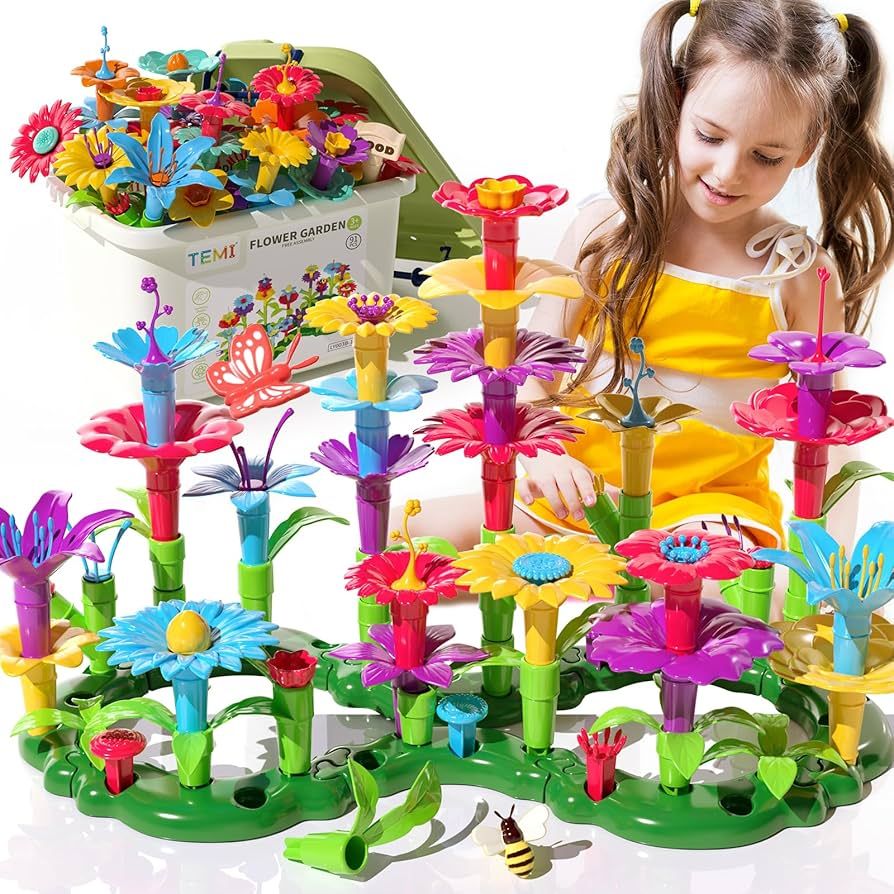 TEMI Toddler Toys Birthday Gifts for 3 4 5 6 7 Year Old Girls Boys, 91 PCS Flower Garden Building... | Amazon (US)