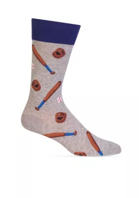 Hot Sox Men's Baseball Print Crew Socks - Single Pair | Belk