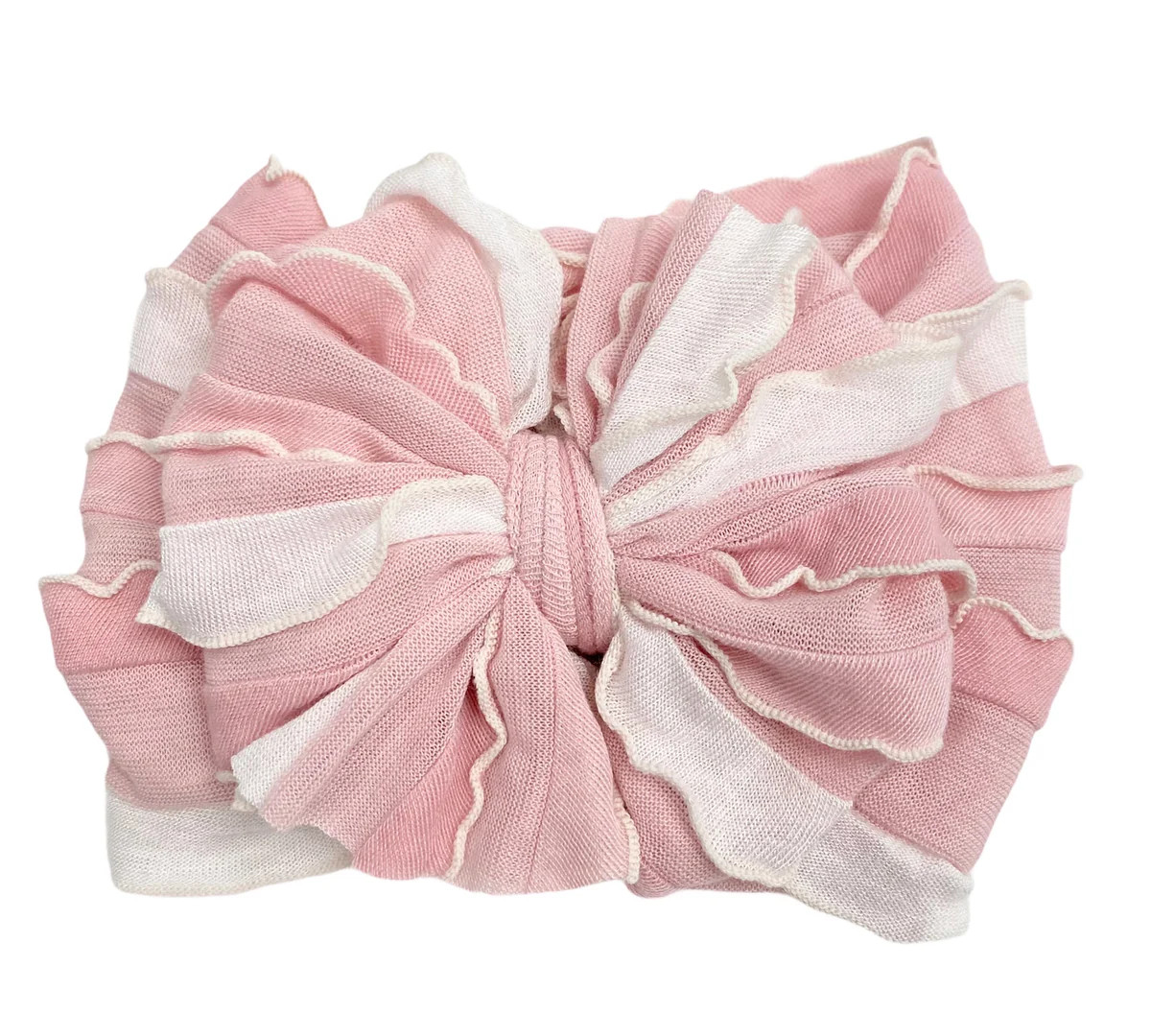 Ruffled Headband- Tickled Pink Stripe | Rockin Royalty