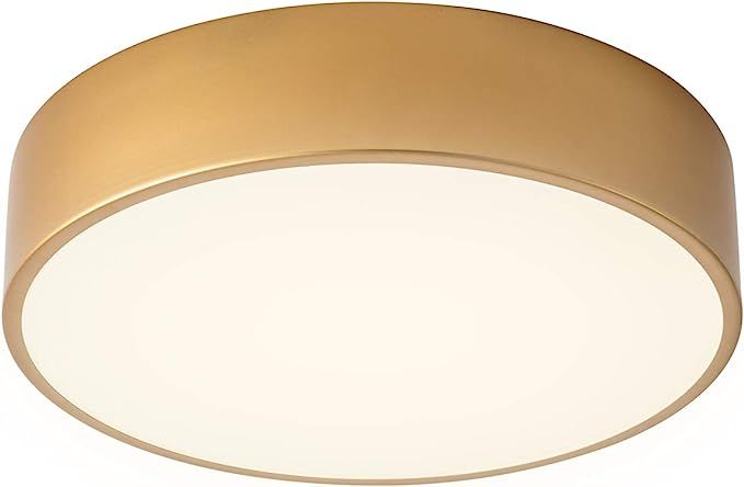 Lanros Modern Gold Flush Mount LED Ceiling Light Fixture, 13.8-inch Simple Drum Ceiling Lighting ... | Amazon (US)