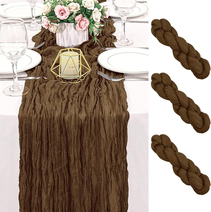 2 Pack 120 Inch Brown Cheesecloth Table Runner Boho Rustic Gauze Sheer Romantic 10 FT Long Cheese... | Amazon (US)