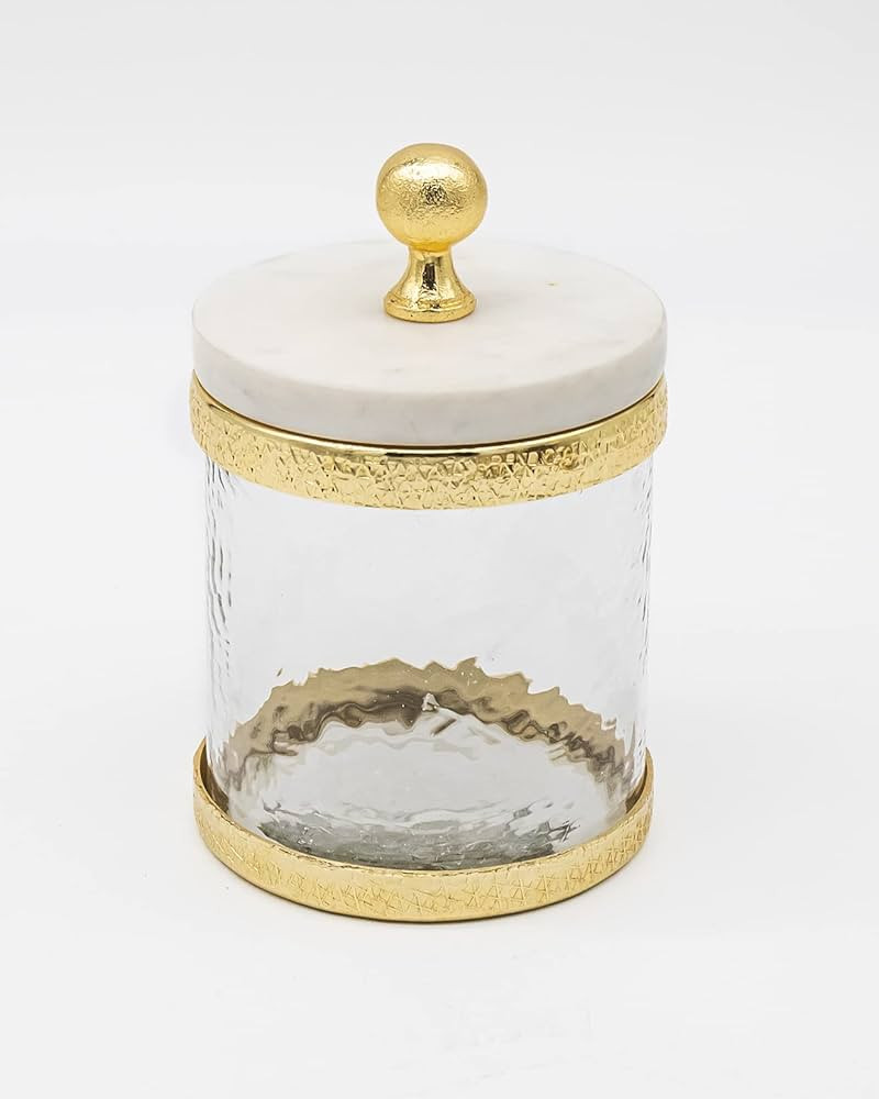 Godinger Canister Storage Container, Glass Storage Canister, Marble with Gold Band - 4x4 | Amazon (US)