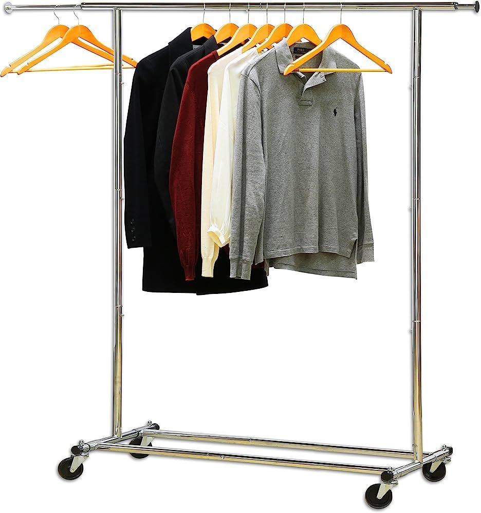 Simple Houseware Heavy Duty Clothing Garment Rack, Chrome | Amazon (US)